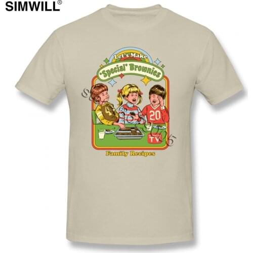 Mens Cute T-shirt Short Sleeved Lets Make Brownies TShirt Printed Tees Crew Neck Soft Cotton Oversize T Shirts Apparel