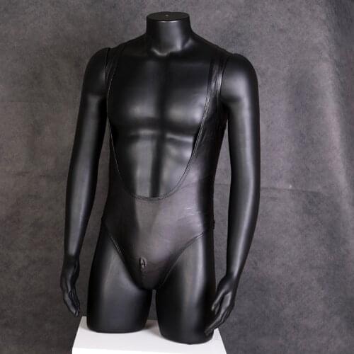 Men Sexy 2021 New imitation leather Chest naked Bodysuits Hot Nightclub Gay Dance Show erotic Pantyhose