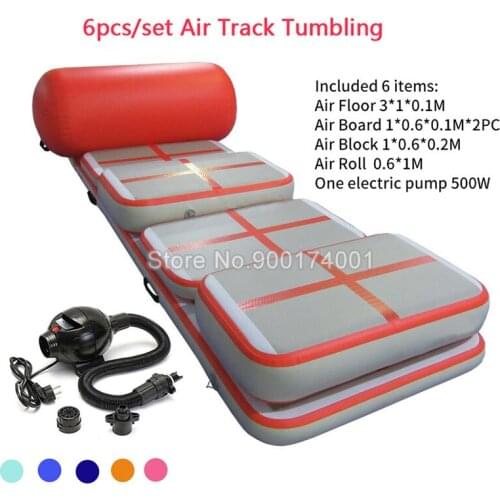 Inflatable Bouncer Inflatable Games A Set (6 Pieces) Inflatable Air Track Gymnastic Airtrack Tumbling Mat Gym Mini Air Mat