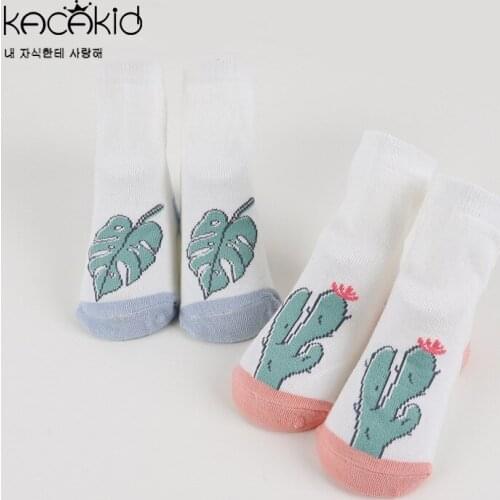 KACAKID Childrens Socks Cute Cactus Childrens Socks Cotton Leaves Children Baby Socks Cotton Anti-slip Summer Kid Socks ka1238
