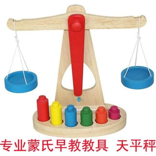 OUY Wooden Balance Scale Group Montessori Children Mathematics Teaching Aid Kindergarten Early Education Weighing Toy