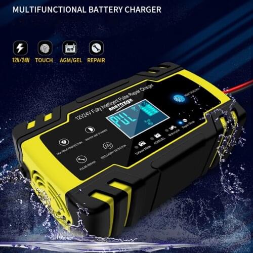 DUTRIEUX 12V-24V 8A Full Automatic Battery-chargers Digital LCD Display Car Battery Chargers Power Puls Repair Chargers EU US UK