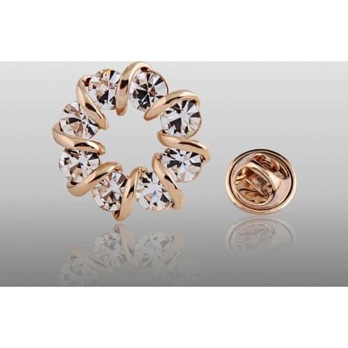 Appealing Round Fashion Sleek Garland Rhinestone Gold-color Brooches for Women Brooch Lapel Pins Jewelry