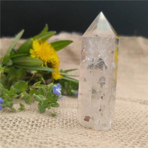 40G Clear Quartz Crystal Point With Lovely Inclusion Inside Natural Hand Carved Healing Point For Sale