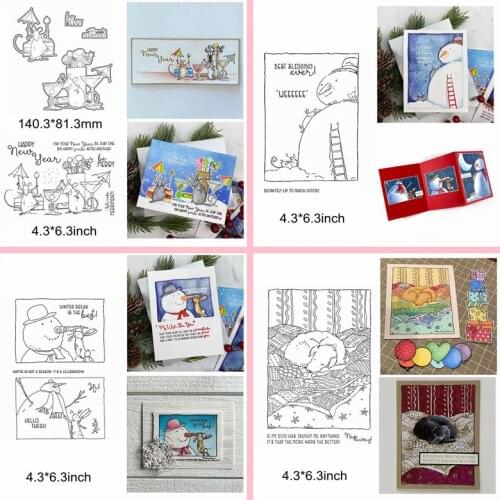 Matal Cutting Die Clear Silicone Stamps Snowman Dog Mouse Rabbit Animals Drinkware Words Sentence Decorate Cards Words Craft New