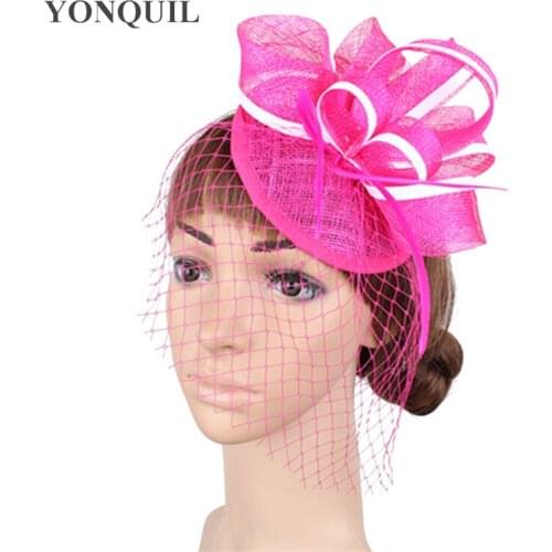 Sinamay Wedding Headwear For Ladies Mesh Bride Fascinator Hats Womens Nice Linen Headpiece Church Prom Weddings Net Chapeau Cap