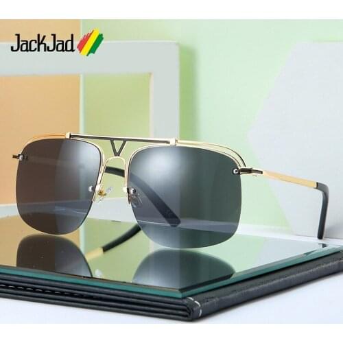 JackJad 2020 Fashion Vintage Half Metal Frame Style Rivets Sunglasses Men Cool ins Brand Design Sun Glasses Oculos De Sol 50281