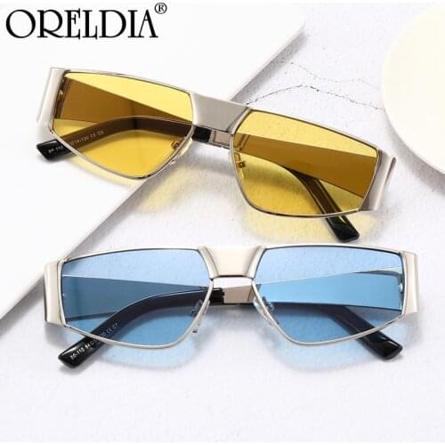 2021 Latest Fashion Sunglasses Female Metal Punk Sunglasses Personality Small Frame Cat Eye Candy Color Lens Sunglasses UV400