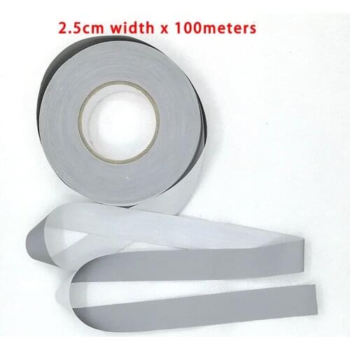 DIY 2.5CM X 100M High visibility grade Sew On reflective tape reflective fabric sewn on clothing bags