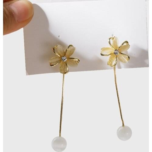 Sweet Girl Earrings Crystal Flower Temperament Atmosphere Net Celebrity Fashion New Temperament Womens Earrings Moda Feminina