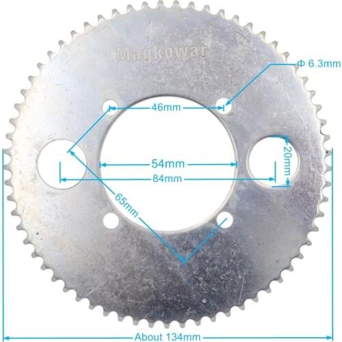Magkowar Motorcycle Sprocket 25H 65T Rear Chain Plate 54mm 65 Tooth For 47cc 49cc Pocket Bike Mini Moto Quad ATV