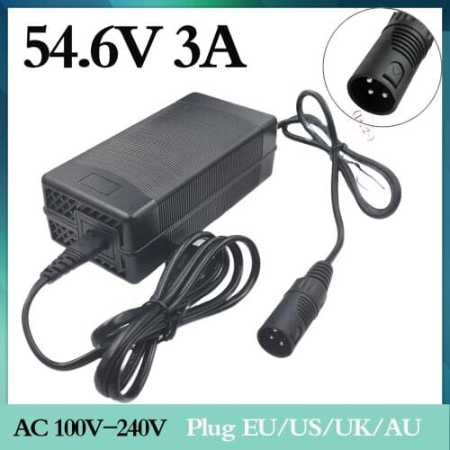 1pc best price 54.6V 3A electric bicycle lithium battery charger 48V 3 pin lithium battery pack female XLRF XLR connector 3 plug