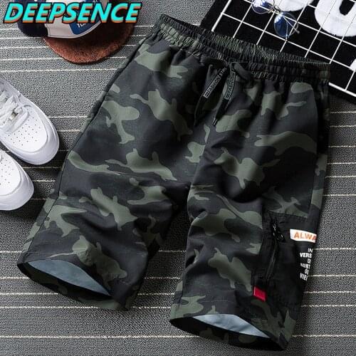2021 New Fashion Camoufage Shorts Summer Men Military Polyester Zippers Pocket Loose Fit Casual Knee Length Short Pant Men