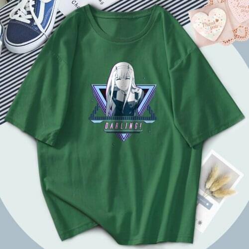 2021 Retro Darling In The Franxx Tshirts Streetwear Zero Two T-shirts Women Short Sleeve Print Cosplay Tops Tees Poleras Female