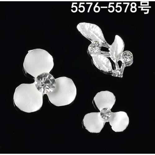 50pcs/lot Silver Color Alloy Crystal Flower Charms Leaf Branch Pendant for Wedding Fashion Jewelry Findings Handmade Craft