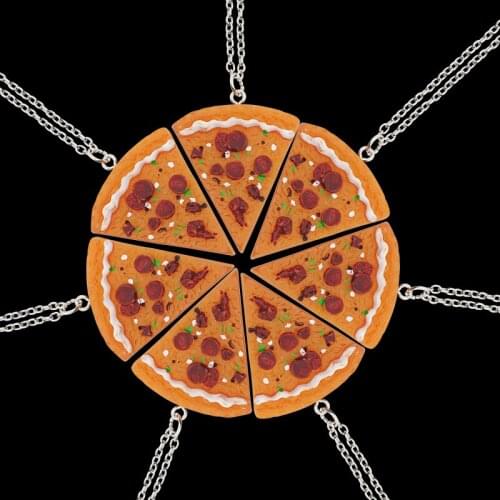 7 Pieces/Set Of Simulation Pizza Pendant Necklace Bff Friendship Choker Always Best Friends Men And Women Fashion Jewelry