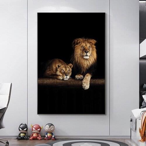 African Wild Lions Family Canvas Art Posters and Prints Black and White Animals Lions Canvas Paintings on The Wall Art Pictures