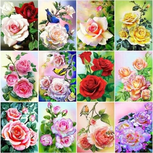 5D DIY Diamond Painting Full Square Drill Flowers Cross Stitch Kit Diamond Embroidery Peony Rhinestone Art Home Decor