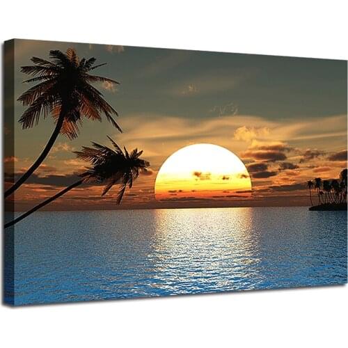 Diamond embroidery Sunset Sea Surface diamond painting cross stitch Islands Palm Tree Seascape Pictures full stone 5D DIY decor