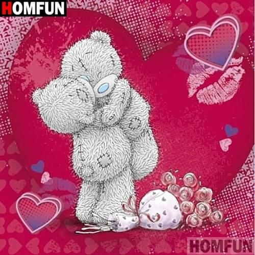 HOMFUN Full Square/Round Drill 5D DIY Diamond Painting "Cartoon bear" Embroidery Cross Stitch 5D Home Decor A07684