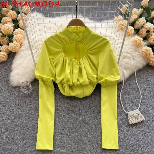 Блузки с воротником стойка ALPHALMODA China At AliExpress