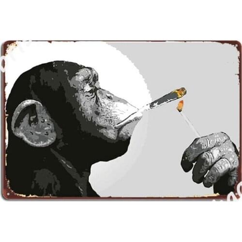 Banksy Steez Chimp Monkey Smoking Joint Metal Signs Cinema Living Room Kitchen Design Metal Posters