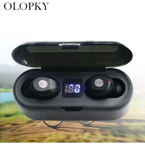 Bluetooth V5.0 Wireless Earphone F9 Wireless Bluetooth Headphone LED Display With 2000mAh Power Bank Headset With Microphone