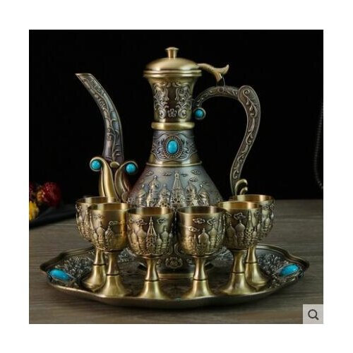 Luxury 8pcs/set bronze color decorative wine set whiskey decanterwine rack home bar set JJ099