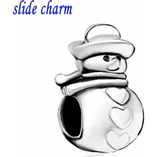 Slide charm Free shipping the new listing of Christmas hat black and white scarf snowman love amulet beads fit Pandora bracelet