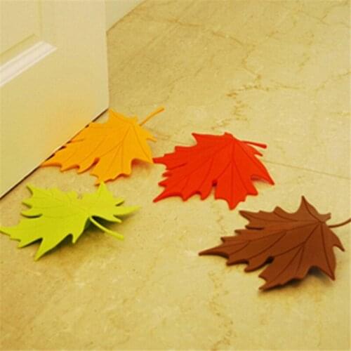 Practical Kid Safety Creative Maple Leaf Shape Finger Safety Door Stopper Stops Protector Wedge Door Catcher Block Home Decor
