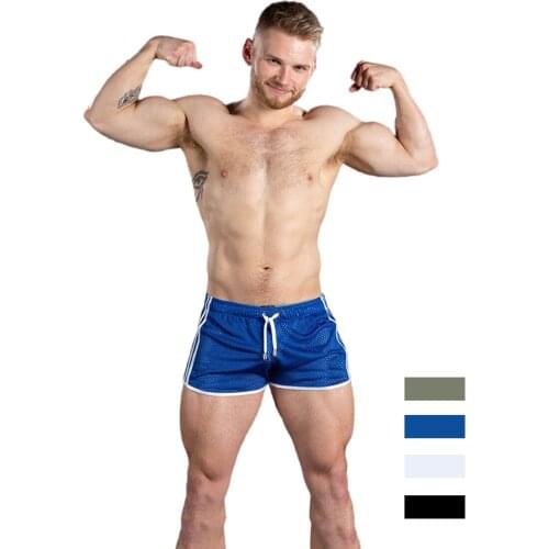 Summer Fitness Shorts Mesh Breathable Quick-Drying Casual Jogging Sportswear Solid Color Sexy Beach Mens Workout Shorts