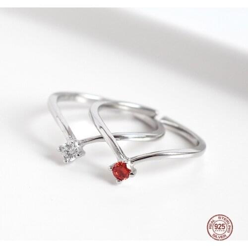 LKO Letter V Shape Opening Adjustable Ring Fashion Jewelry 925 Sterling Silver Finger Rings For Women Girls Party Best Gift