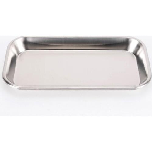 Stainless Steel Storage Trays Square Plate Thickening Pans Rectangular Tray Barbecue Deep Rice Dishes BBQ Kitchen Accessories