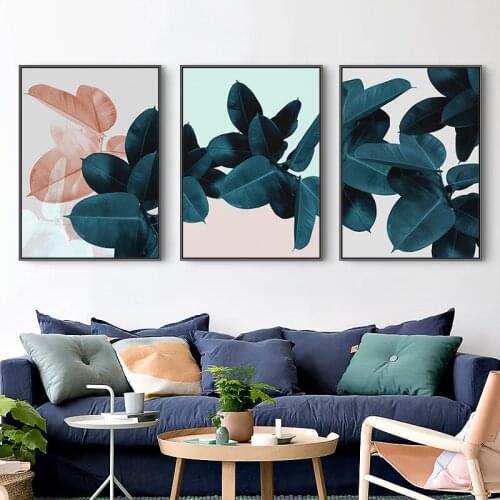 Maeham Nordic modern tropical plant leaf decoration canvas painting printing art wall pictures for living room Unframed Poster