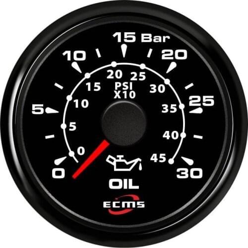 New Design Marine Boat Pressure Gauge 0-30 Bar 9-32V 0.5-4.5V 52mm 2 Inch 316L Black Bezel Black Dial 802-00040