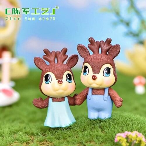 Cartoon Cute Figurines Decor Supplies Sika Deer Resin Decoration Home Garden Home Decor Decoration Crafts Figurines Miniatures