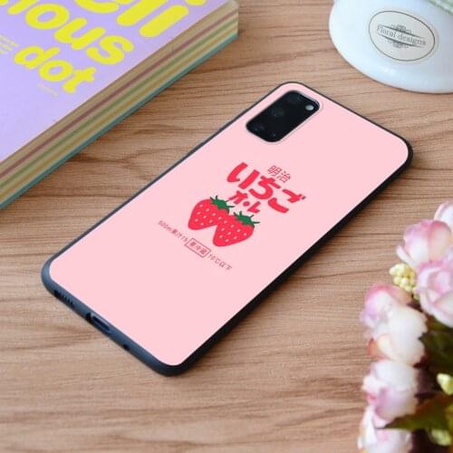 For Samsung Strawberry Milk Print Soft Silicone Matt Case TPU Cover Galaxy S Note M and Galaxy A