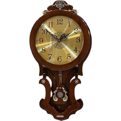 Nordictage wall clock woodiness Living room decoration wall watches home decor clock mechanism Mute Swingable kitchen clocks