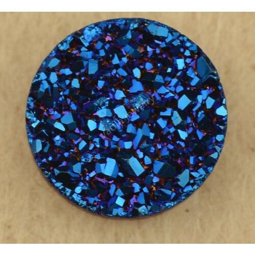 Wholesale raw precious dark blue round natural drusy flat back beads cabochon loose gemstone druzy agate stone jewelry for sale
