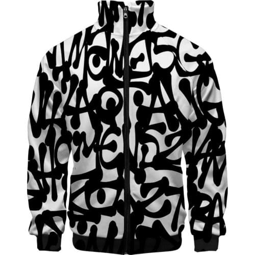 2020 New Arrival Graffiti Zipper Jackets Casual Mens Jacket Fashion Casual Highstreet Clothes Autumn Winter cosplay tops