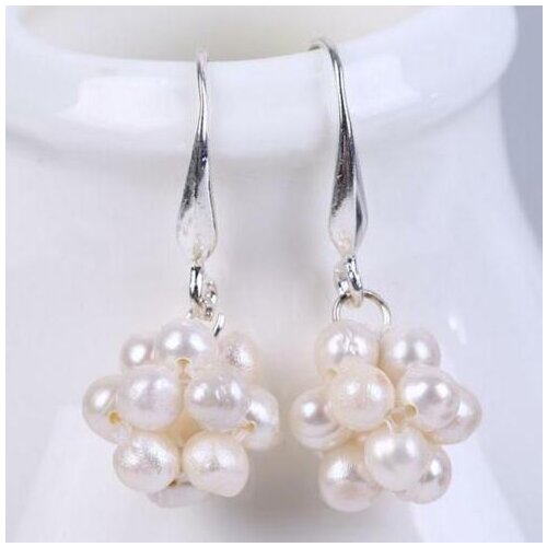 New Favorite Pearl Earrings Perfect Natural Freshwater Pearls Ball Silver Dangle Earrings Classic Wedding Party Women Girl Gift