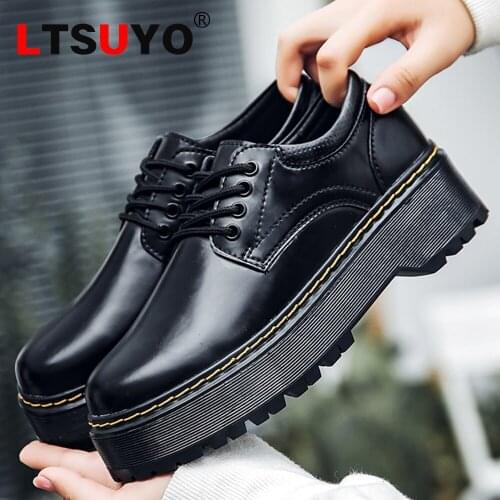 New thick-soled womens shoes for autumn and winter, classic womens work shoes, 4-hole casual Martin shoes, student shoes