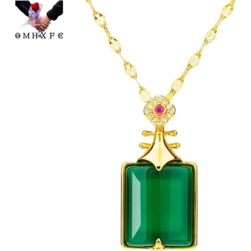 OMHXFC Wholesale PN568 European Fashion Fine Woman Girl Party Birthday Wedding Gift PIPA AAA Zircon 24KT Gold Pendant Charm