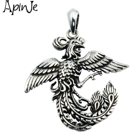 Apinje 925 Sterling Silver Phoenix Pendant Necklace Bird Shape Pendant Men And Women Animal Jewelry Fashion Necklace