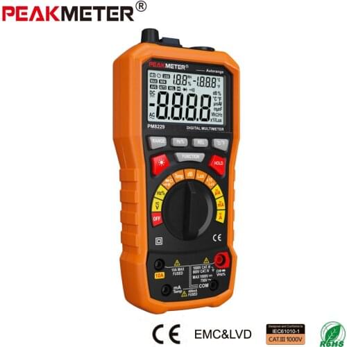 PEAKMETER PM8229 New 5 in 1 Auto Range DMM Digital Multimeter with Noise Temperature Luminance Test Function multimetro