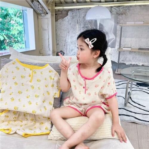 Girl Boys Pajamas Suits Kids Baby 2021 Elegant Spring Summer Nightclothes Nightgowns Sleepwear Pajamas Sets Children Clothing