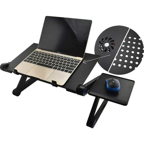 Adjustable Aluminum Laptop Desk Ergonomic Portable Laptop Stand Holder For Bed Notebook Stand With Cooling Fan Mouse Board