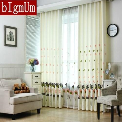 Luxury Embroidered Linen Curtain Low key Flowers Linen Tulle Elegant Pattern Window Treatment Drape Ecofriendly