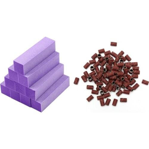 100 PCS Nail Drill Sanding Band Machine Replacement Bits Pedicure (80) & 10X Buffing Sanding Buffer Block