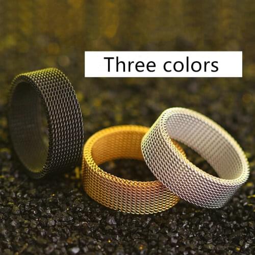 2020 8mm Wide Stainless Steel Ring Titanium Couple Rings Deformable Mesh Ring O Men Jewelry Wedding Rings Punk